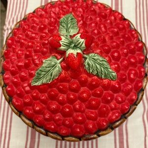 Vintage ceramic  strawberry pie keeper made in Portugal